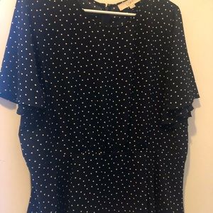 Loft Navy polka dot peplum blouse